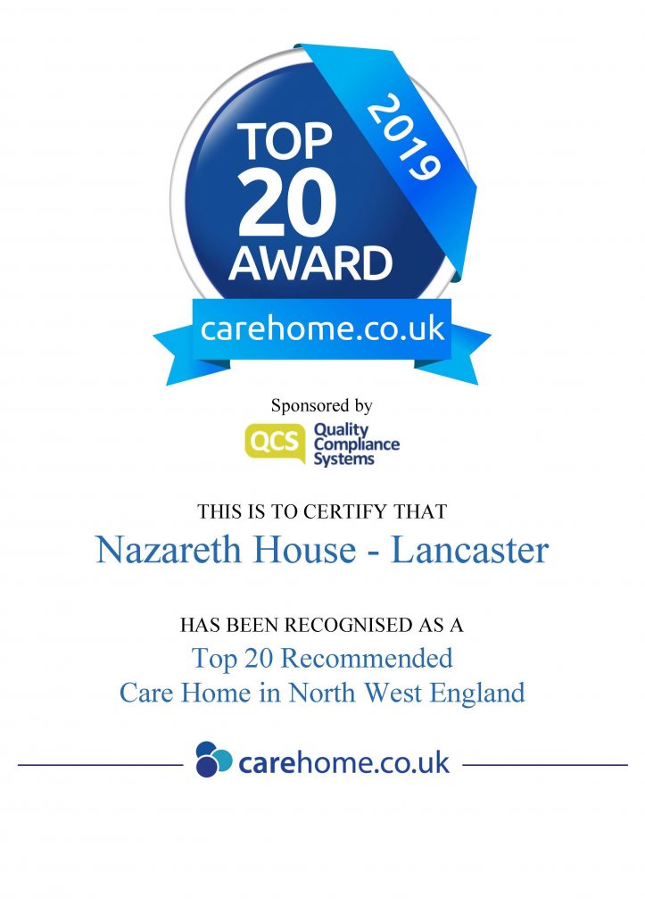 Top 20 Recommended Care Home 2019 - Sisters of Nazareth